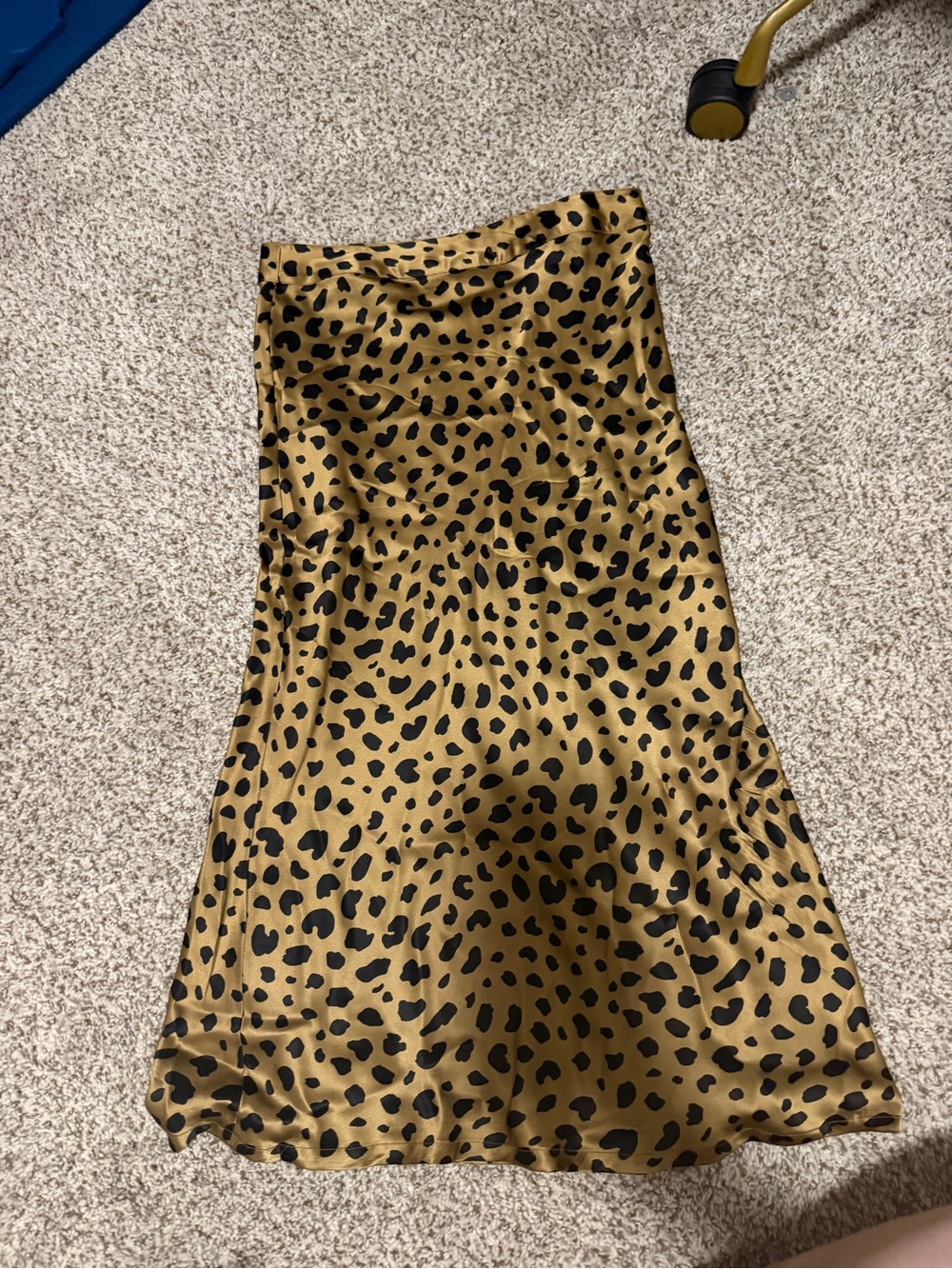 DL1961 Satin Leopard Maxi Skirt in Gold and Black